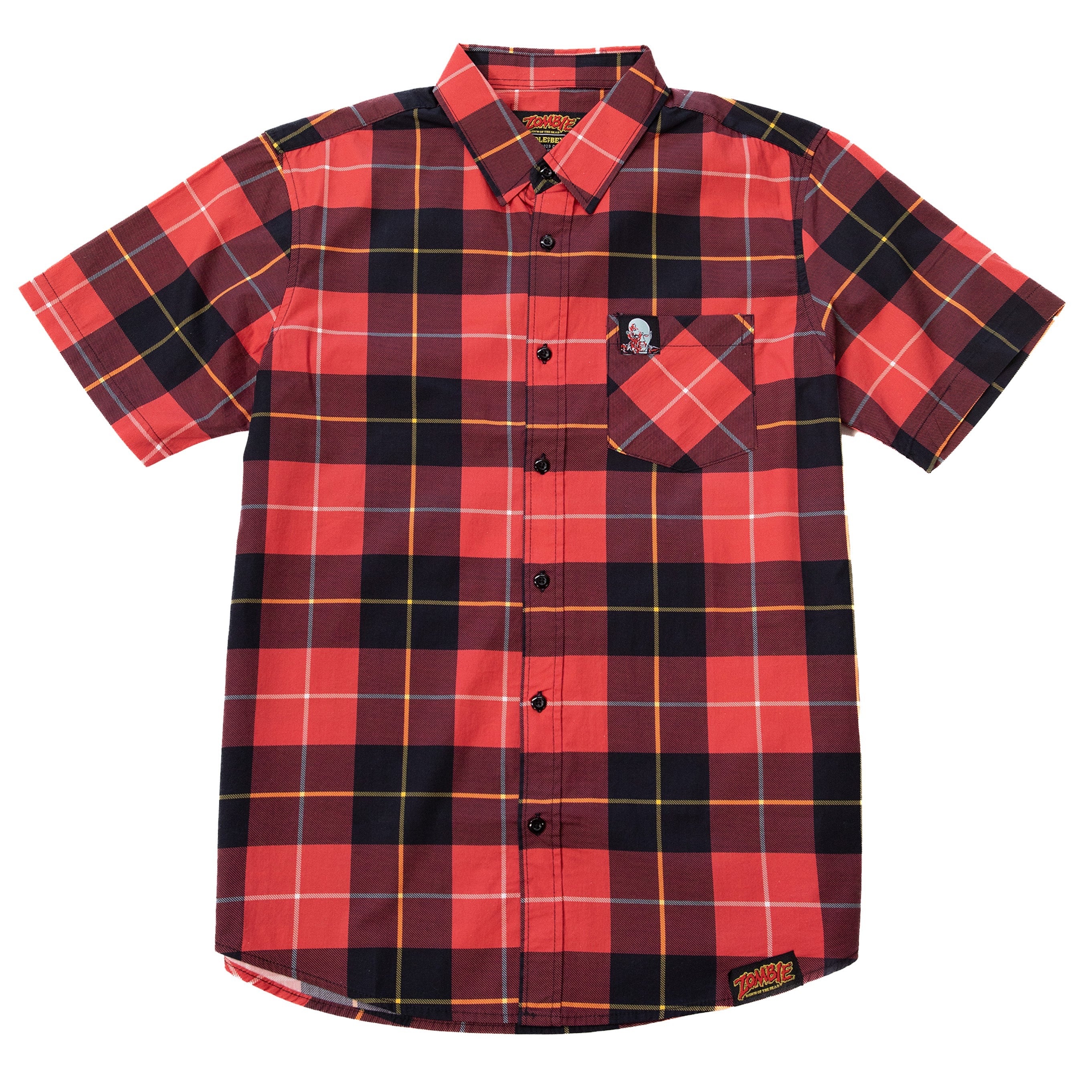 Zombie: Dawn of the Dead Plaid Short Sleeve Button-Up Shirt