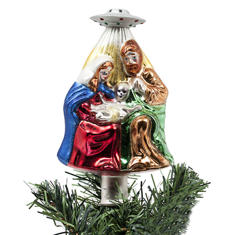 Alien Nativity Glass Tree Topper