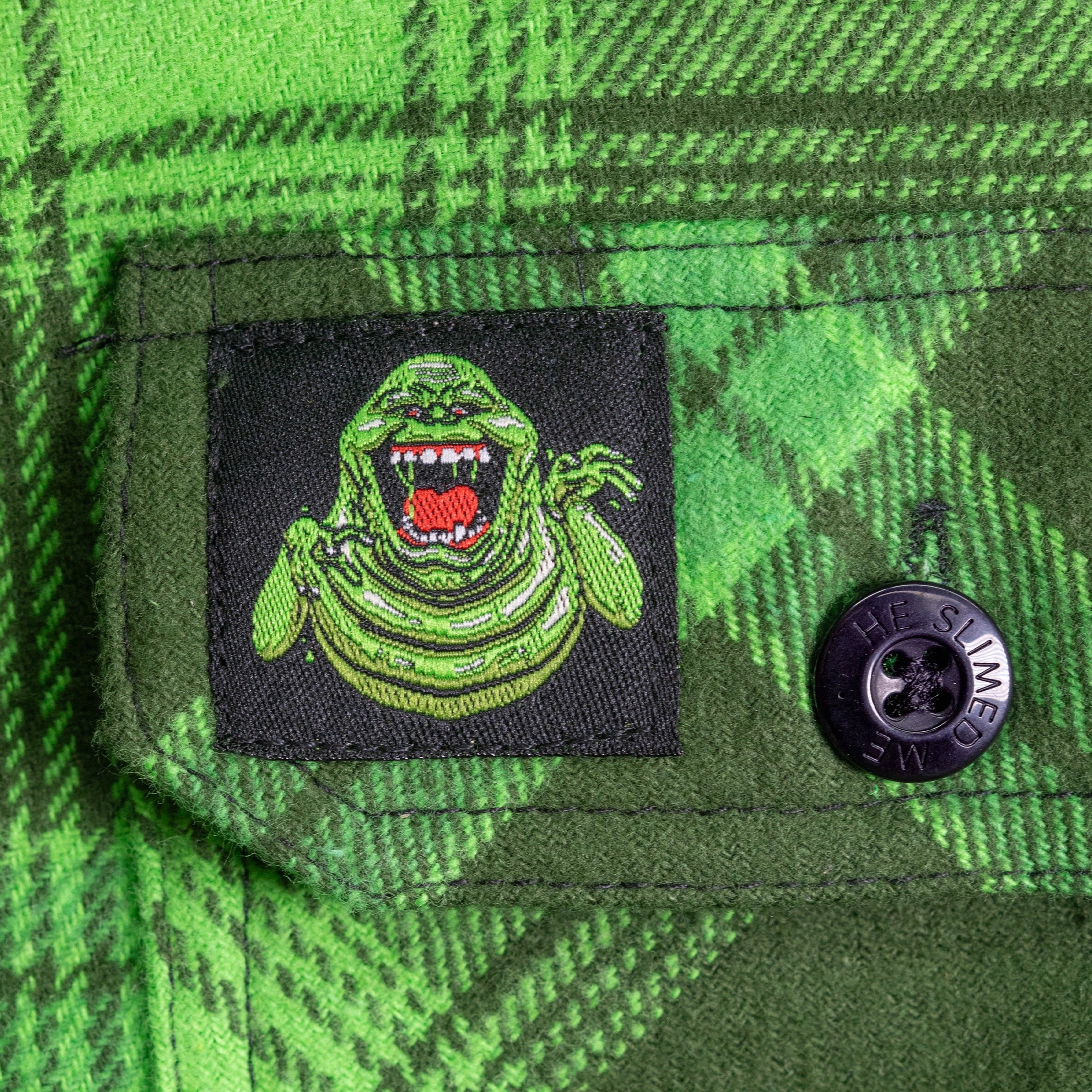 Dixxon Flannel “Slimer” button down shirt, green, factory and black.