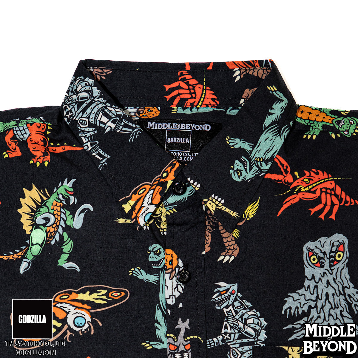 Godzilla Short Sleeve Button-Up Shirt