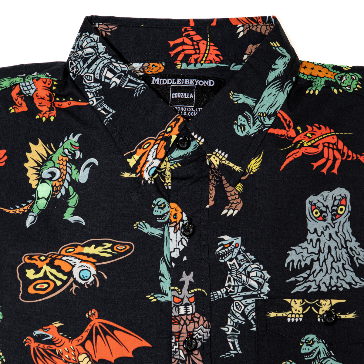 Godzilla Short Sleeve Button-Up Shirt