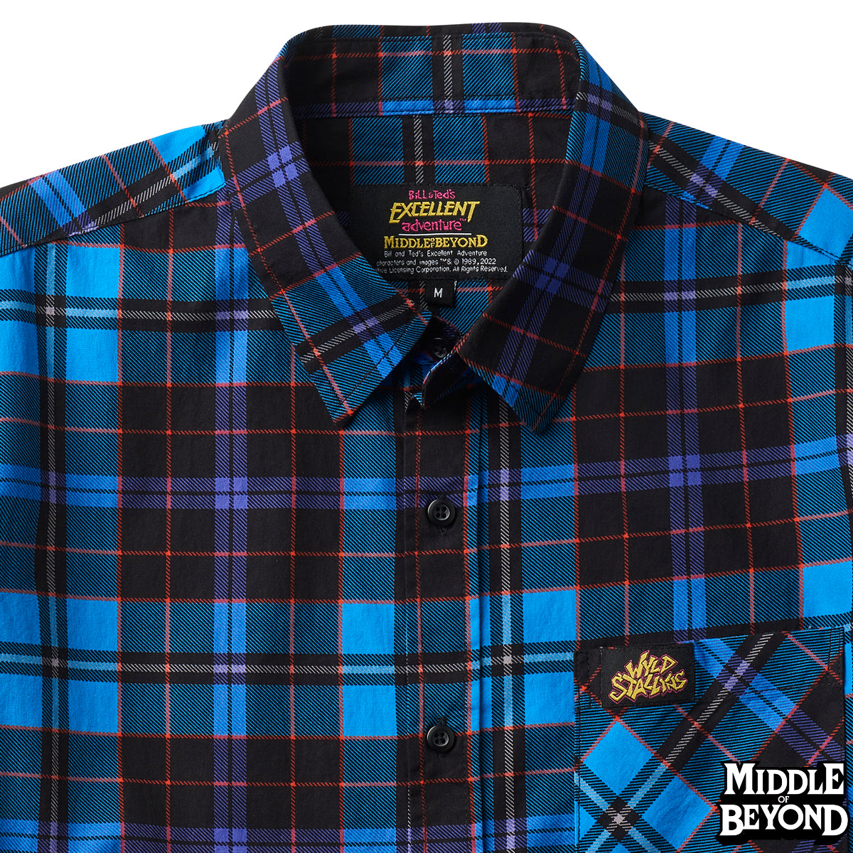 Bill & Ted's Excellent Adventure Plaid Short Sleeve Button-Up