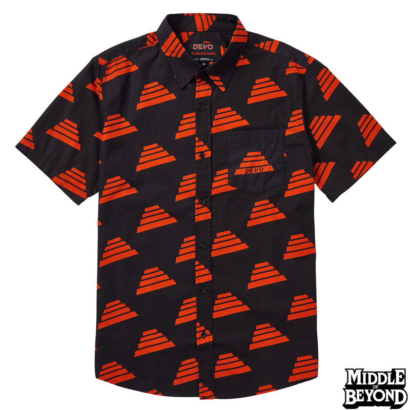 DEVO Energy Dome Pattern Short Sleeve Button-Up Shirt