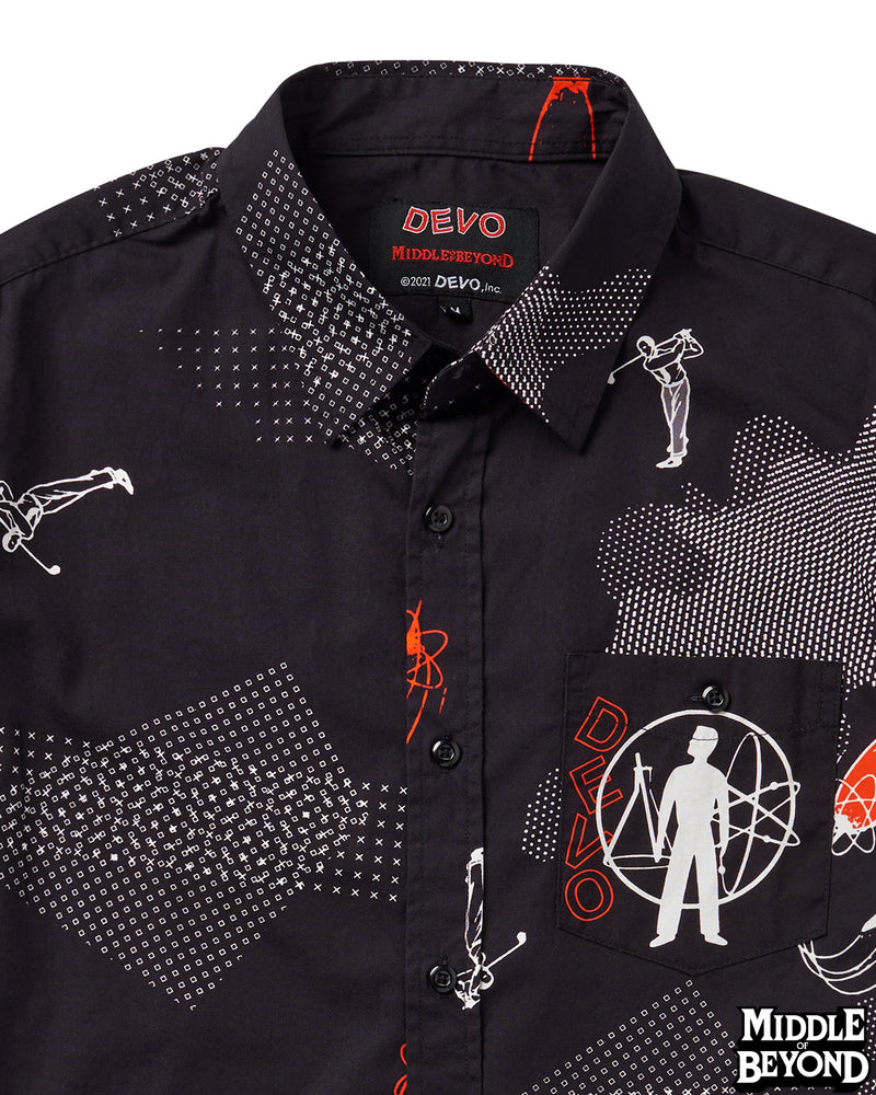 DEVO Leisure Wear Short Sleeve Button-Up Shirt- Black Version