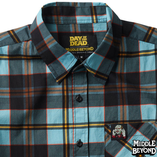 Day of the Dead Plaid Short Sleeve Button-Up Shirt