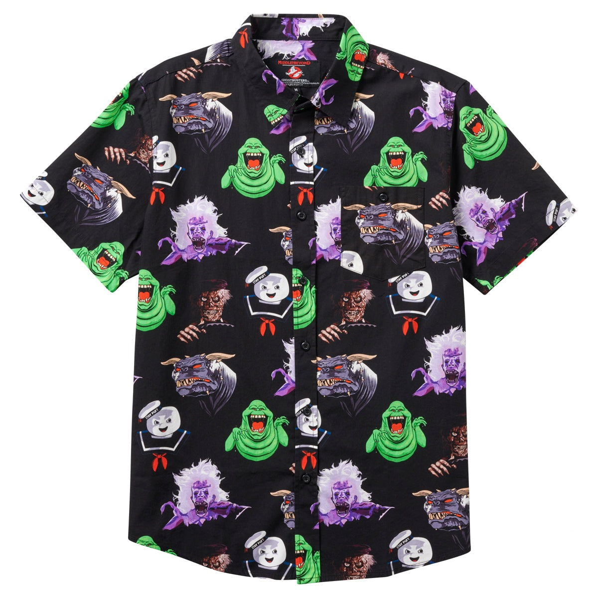 RSVLTS 2024 Ghostbusters Ain’t Afraid Button Down Short Sleeve Shirt - Men’s Medium