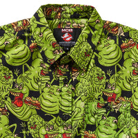 Ghostbusters Green Slimer Short Sleeve Button-Up Shirt