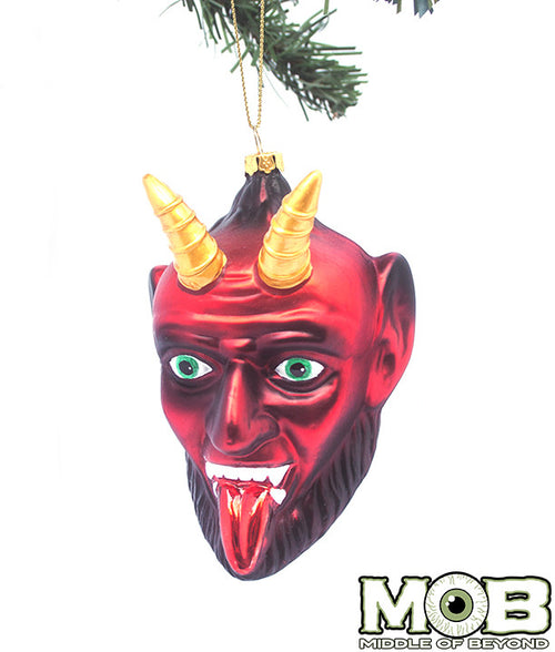 Krampus The Christmas Devil Glass Ornament- Red