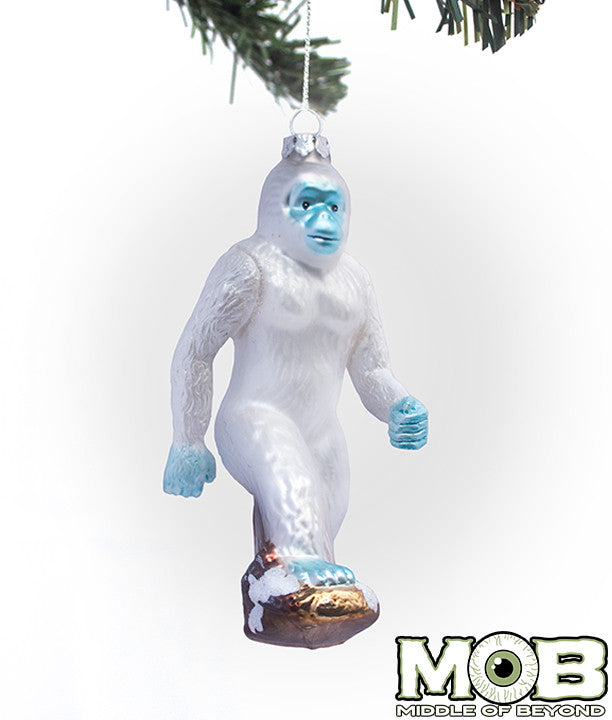 Yeti Abominable Snowman Glass Ornament