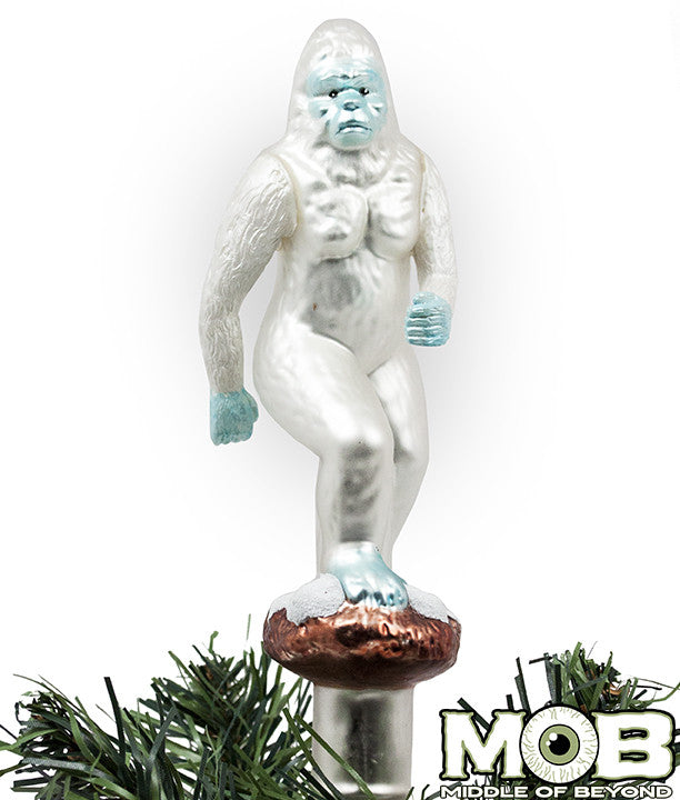 Yeti Abominable Snowman Glass Tree Topper
